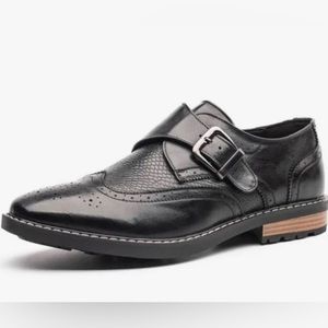Golaiman | Wingtip Monk Strap Black Dress Shoes